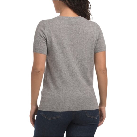 THEORY Cashmere Tolleree Short Sleeve Sweater - Picture 2 of 3